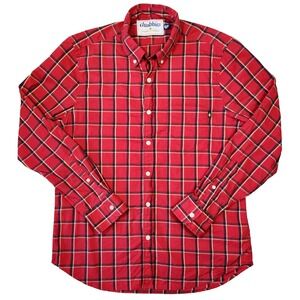Chubbies Shirt Men M Button Down Long Sleeve Shirt Red Plaid Preppy Casual Beach